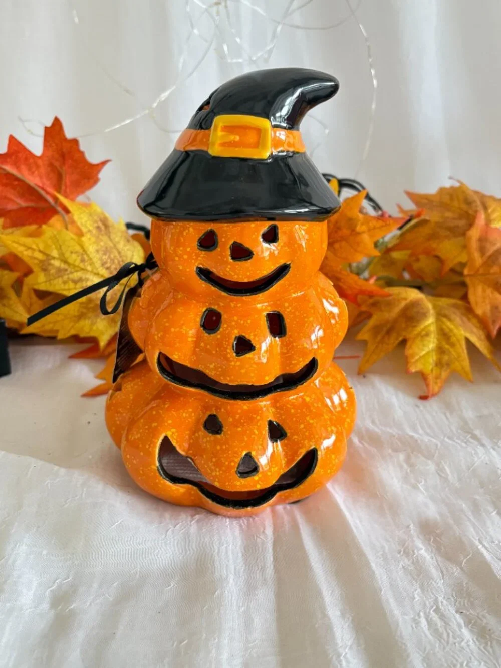 Well Dressed Home Stacked Jack-O'-Lantern Pumpkin Witch Hat Potpourri Filled New